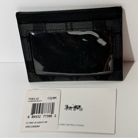 Coach Black Slim Id Card Case In Signature Canvas Wallet unisex ✨ - Picture 3 of 6